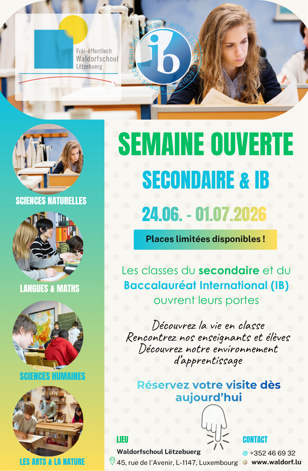 SEMAINE OUVERTE – Secondaire & IB, 24.06. – 01.07.2026